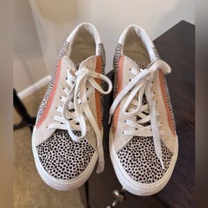 Madewell Low top Sneakers in animal print with Orange Stripe size 10